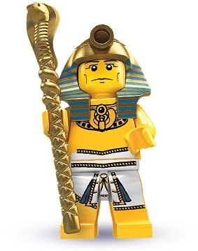 Pharoah figure by Lego, produced by Lego. Front view.
