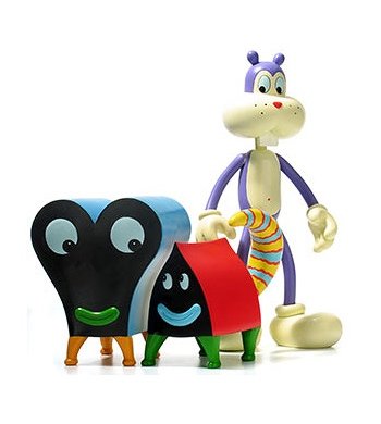 Frank w/ Pupshaw & Pushpaw figure by Jim Woodring, produced by Presspop. Front view.