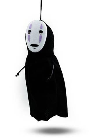 Spirited Away No-Face (Kaonashi) 6 Plush w/ Suction Cups figure, produced by Studio Ghibli. Front view.
