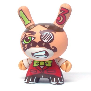 Bully figure by Michael Motorcycle, produced by Kidrobot. Front view.
