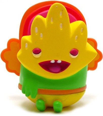 Tittymon figure by Jon Burgerman, produced by Kidrobot. Front view.