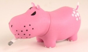 Mini Potamus (Pink) figure by Frank Kozik, produced by Toy2R. Front view.