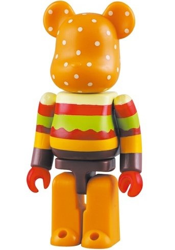 Gettry Hamburger Be@rbrick 100%  figure by Gettry, produced by Medicom Toy. Front view.