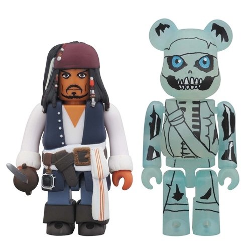 Jack Sparrow & Barbossa (The Curse of the Black Pearl) 2 pack figure by Disney, produced by Medicom Toy. Front view.