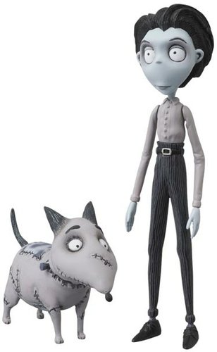 Victor & Sparky - UDF No.167 figure by Tim Burton, produced by Medicom Toy. Front view.