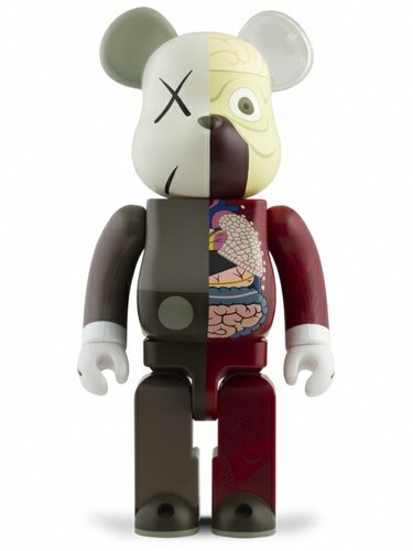 Dissected Companion Be@rbrick 400% - Brown figure by Kaws, produced by Medicom Toy. Front view.