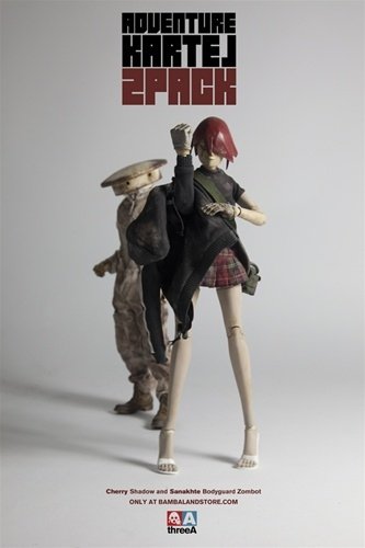 Cherry Shadow and Sanakhte Bodyguard Zombot figure by Ashley Wood, produced by Threea. Front view.