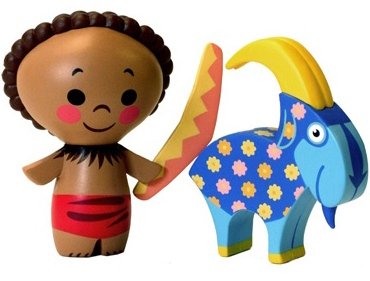 Small World Boy and Goat figure by Casey Jones, produced by Disney. Front view.