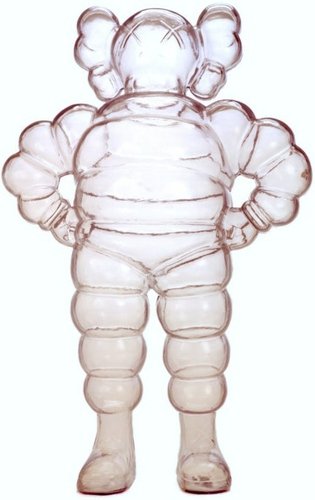 Chum - Clear figure by Kaws, produced by 360 Toy Group . Front view.