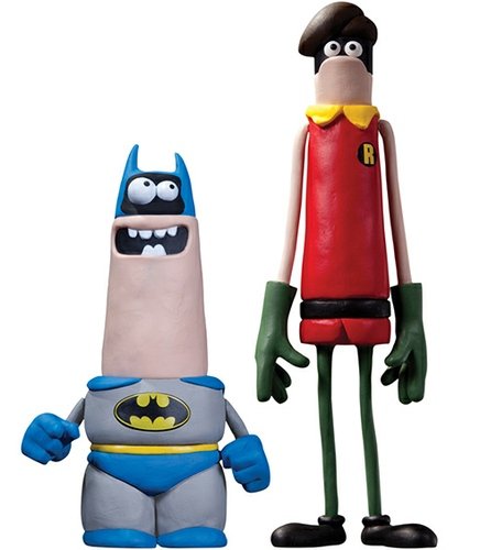 Aardman Batman & Robin Set - Wondercon Exclusive figure by Rich Webber, produced by Dc Direct. Front view.
