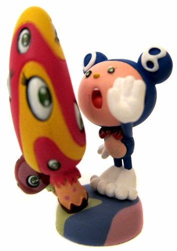 Mr.DOB & Mushrooms/Indigo  figure by Takashi Murakami. Front view.