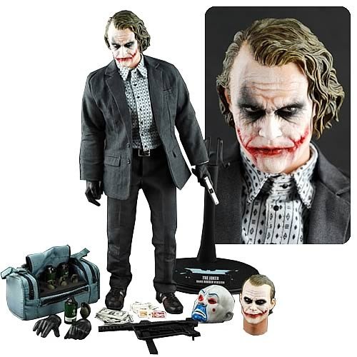 The Joker (Bank Robber) figure by Dc Comics, produced by Hot Toys. Front view.