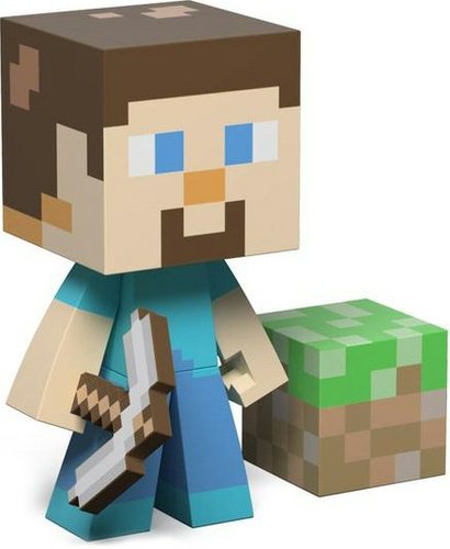Minecraft Steve figure by Jeremy Madl (Mad), produced by Jinx Incorporated. Front view.