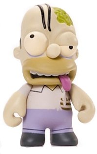 Zombie Homer figure by Matt Groening, produced by Kidrobot. Front view.