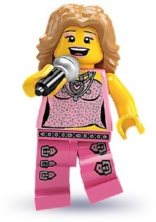 Pop Star figure by Lego, produced by Lego. Front view.