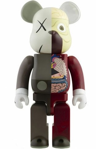 Dissected Companion Be@rbrick 1000% - Brown figure by Kaws, produced by Medicom Toy. Front view.