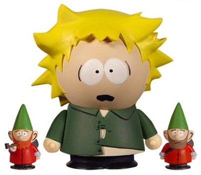 Tweek figure by Matt Stone & Trey Parker, produced by Mezco Toyz. Front view.