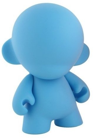 Mini Munny - Blue DIY figure, produced by Kidrobot. Front view.