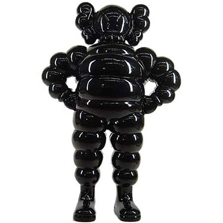 Chum - Black figure by Kaws, produced by 360 Toy Group . Front view.