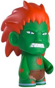 Blanka - Green figure by Capcom, produced by Kidrobot X Capcom. Front view.