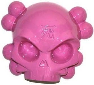 Candy Colored Skullhead - Pink figure by Huck Gee, produced by Fully Visual. Front view.