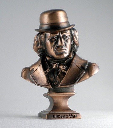 Ludwig Van Bust figure by Frank Kozik, produced by Ultraviolence. Front view.