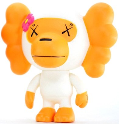 Kaws White Milo figure by Kaws X Bape. Front view.