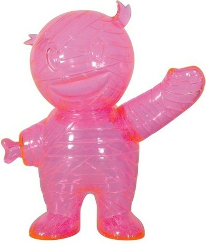 Mummy Boy - LB 09, Clear Pink, Unpainted figure by Brian Flynn, produced by Super7. Front view.