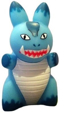 Kaiju - Blue figure by Frank Kozik, produced by Kidrobot. Front view.