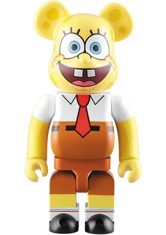 SpongeBob SquarePants Be@rbrick - 400% figure by Nickelodeon, produced by Medicom Toy. Front view.