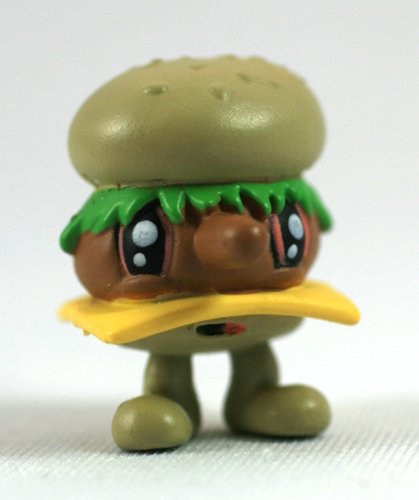 Burgers figure by Jeremyville, produced by Kidrobot. Front view.