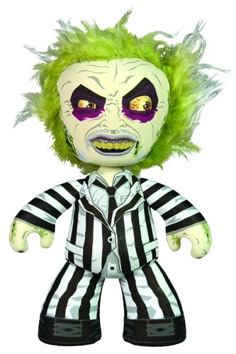 Beetlejuice figure, produced by Mezco Toyz. Front view.