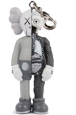 Dissected Companion Keychain - Mono figure by Kaws, produced by Medicom Toy. Front view.