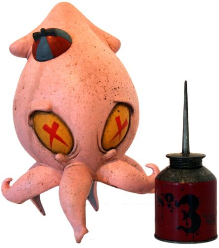 No. 3 Pink Squid and Ink Can figure by Brandt Peters. Front view.