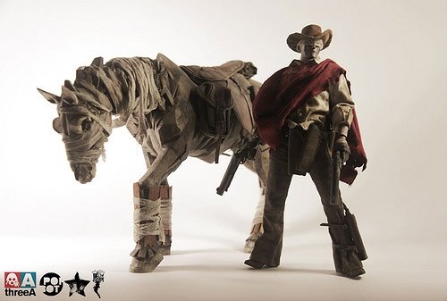 Ghost-Horse and Blind Cowboy Super Set figure by Ashley Wood, produced by Threea. Front view.