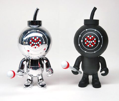 Limited edition Aluminium 3 Blow Up Doll figure by Rob Jones, produced by Jamungo. Front view.