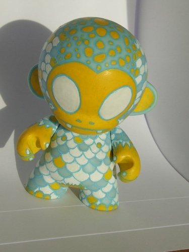 Monkey Fish figure by Jkl, produced by Kidrobot. Front view.
