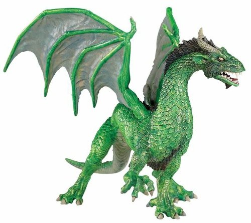 Forest Dragon with Golden Eyes figure, produced by Safari Ltd.. Front view.