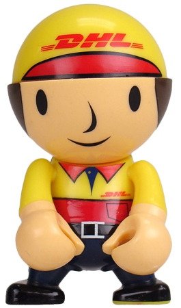 DHL Delivery Man figure, produced by Play Imaginative. Front view.