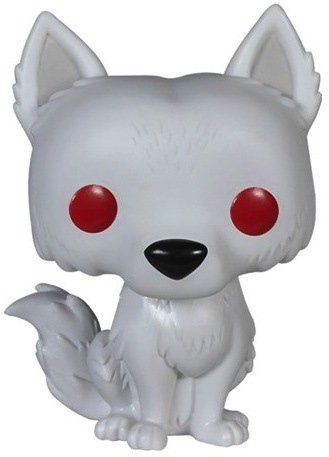 Game of Thrones - Ghost POP! figure by George R. R. Martin, produced by Funko. Front view.