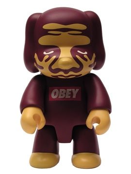 Obey Dog figure by Shepard Fairey, produced by Toy2R. Front view.