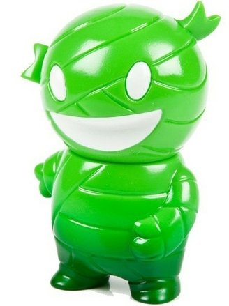 Pocket Mummy Boy - Green figure by Brian Flynn, produced by Super7. Front view.