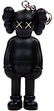 Companion Keychain - Black figure by Kaws, produced by Original Fake. Front view.