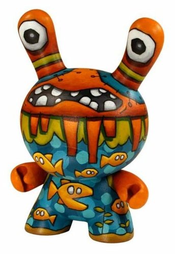 Seafood Dunny figure by Cameron Tiede. Front view.