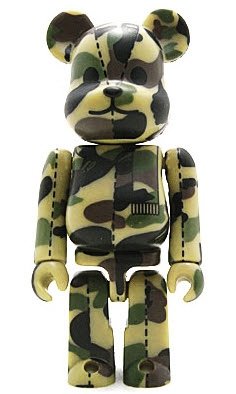 Bape Play Be@rbrick S2 - Brown Camo figure by Bape, produced by Medicom Toy. Front view.