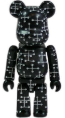 Eames - Secret Black Pattern Be@rbrick Series 9 figure by Eames Office, produced by Medicom Toy. Front view.