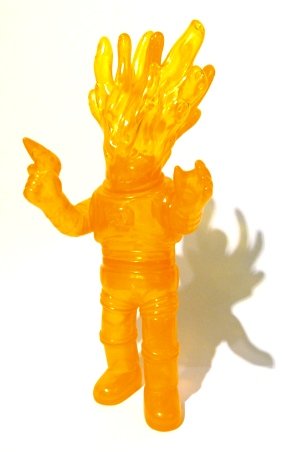 Ghost Trooper - Translucent Orange figure by Brian Flynn X Shuji Kashimoto, produced by Toygraph X Super7. Front view.