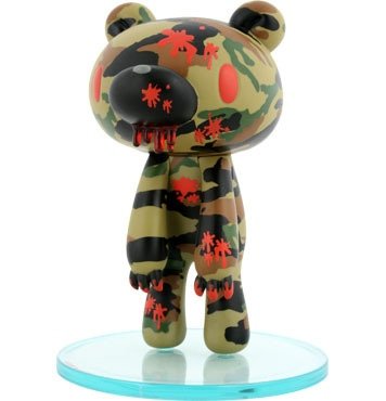 Gloomy Bear - Camo figure by Mori Chack, produced by Kidrobot. Front view.