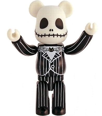 Jack Skellington Be@rbrick 100% - WCC23  figure by Disney, produced by Medicom Toy. Front view.