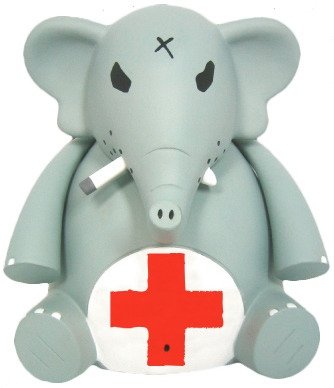 Bomb Jr - RedCross Evil, Tower Records Exclusive figure by Frank Kozik, produced by Toy2R. Front view.